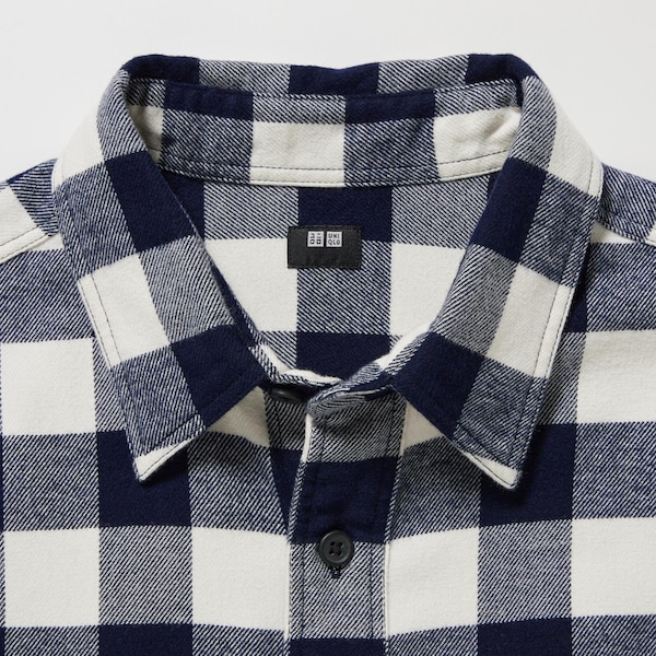 Blue Men Uniqlo Flannel Checked Long-Sleeve Shirts | 9801-VEWNU