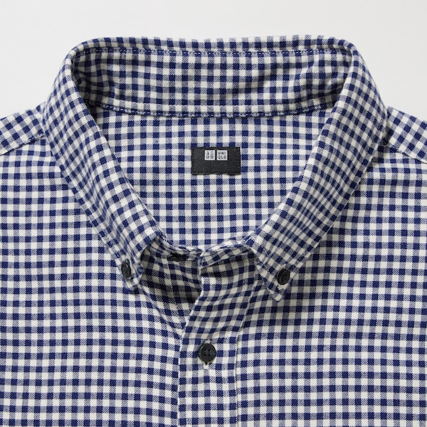 Blue Men Uniqlo Flannel Checked Long-Sleeve Shirts | 4281-ALVSF