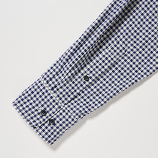 Blue Men Uniqlo Flannel Checked Long-Sleeve Shirts | 4281-ALVSF