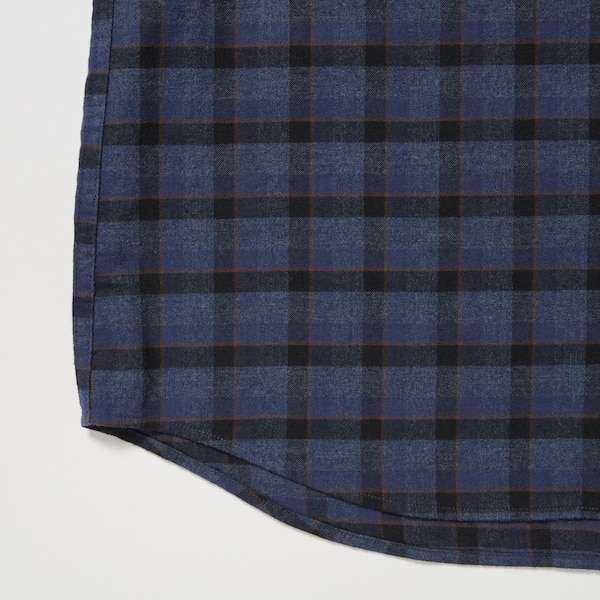 Blue Men Uniqlo Flannel Checked Long-Sleeve Shirts | 2968-AFRTL