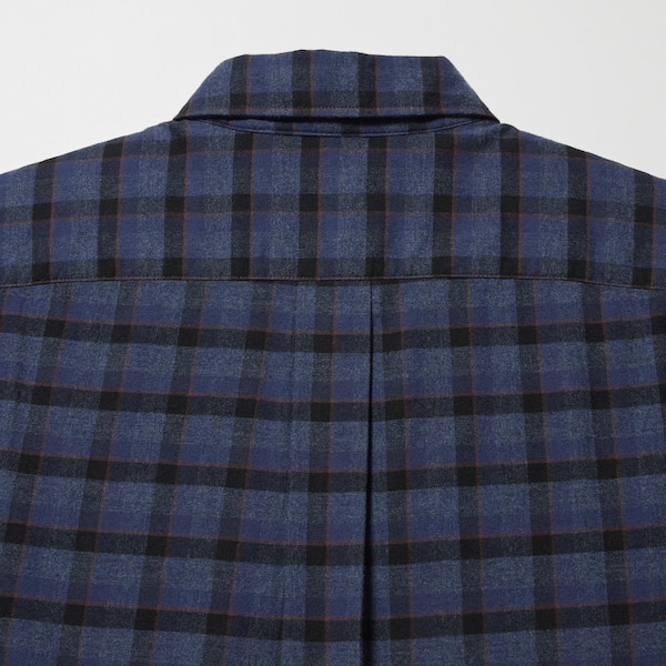 Blue Men Uniqlo Flannel Checked Long-Sleeve Shirts | 2968-AFRTL