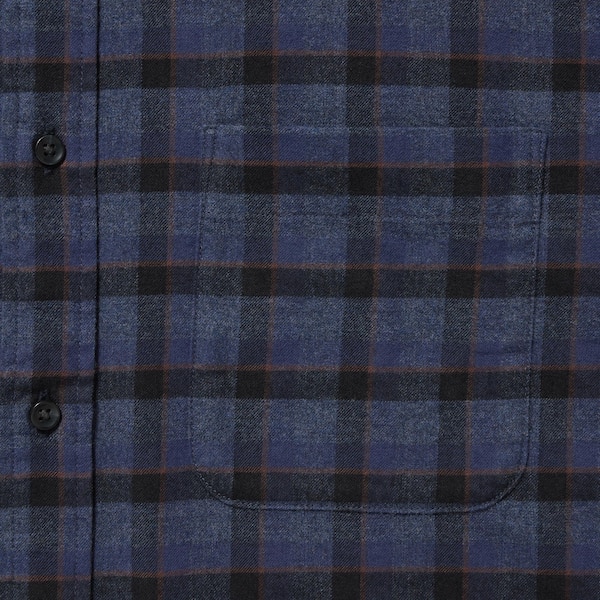 Blue Men Uniqlo Flannel Checked Long-Sleeve Shirts | 2968-AFRTL