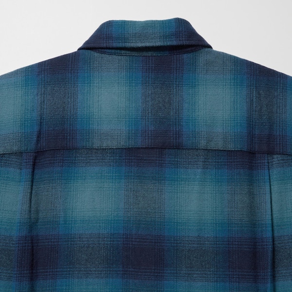 Blue Men Uniqlo Flannel Checked Long-Sleeve Shirts | 6823-WHEZF