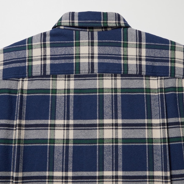 Blue Men Uniqlo Flannel Checked Long-Sleeve Shirts | 3865-GMRQP