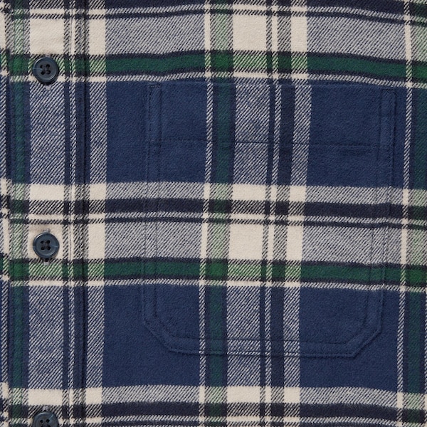 Blue Men Uniqlo Flannel Checked Long-Sleeve Shirts | 3865-GMRQP