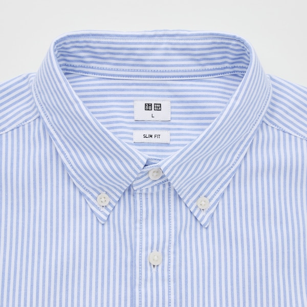 Blue Men Uniqlo Oxford Striped Slim-Fit Long-Sleeve Shirts | 1496-CRLSN