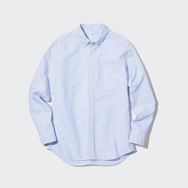 Blue Men Uniqlo Oxford Striped Slim-Fit Long-Sleeve Shirts | 1496-CRLSN