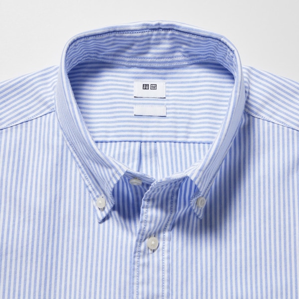 Blue Men Uniqlo Oxford Striped Slim-Fit Long-Sleeve Shirts | 8304-PSQFV