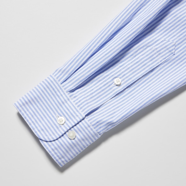 Blue Men Uniqlo Oxford Striped Slim-Fit Long-Sleeve Shirts | 8304-PSQFV