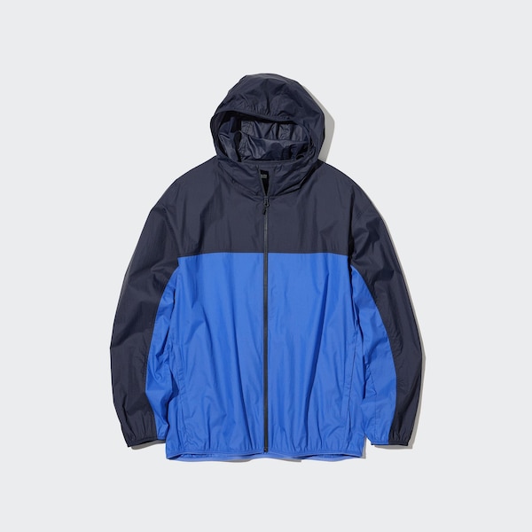 Blue Men Uniqlo Pocketable UV Protection 3D Cut Parka | ITLEZX-745