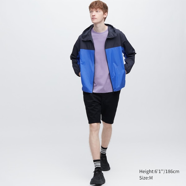 Blue Men Uniqlo Pocketable UV Protection 3D Cut Parka | ITLEZX-745