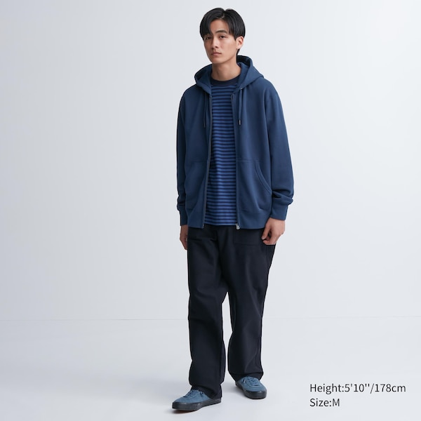 Blue Men Uniqlo Sweat Long-Sleeve Full-Zip Hoodie | 1062-QRMDB