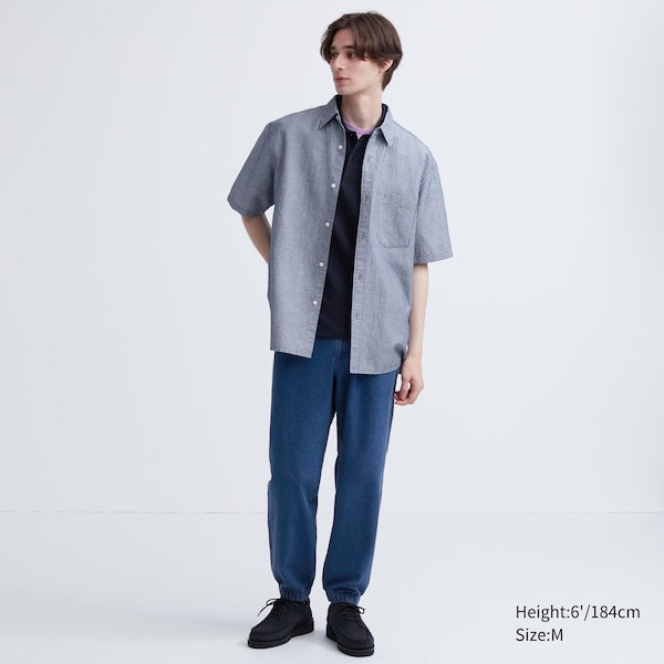 Blue Men Uniqlo Washed Jersey Denim Jogger | 5214-TMCOX