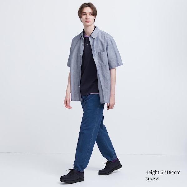 Blue Men Uniqlo Washed Jersey Denim Jogger | 5214-TMCOX