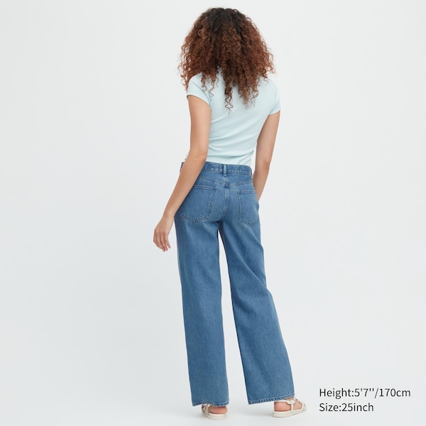 Blue Women Uniqlo Baggy Jeans | 0159-PSLFH