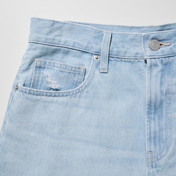 Blue Women Uniqlo Boyfriend Denim Shorts | 1379-EXTFP