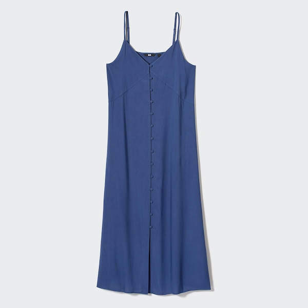 Blue Women Uniqlo Button Down Camisole Flare Dress | 1753-XAKBC