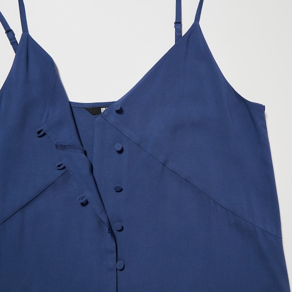 Blue Women Uniqlo Button Down Camisole Flare Dress | 1753-XAKBC