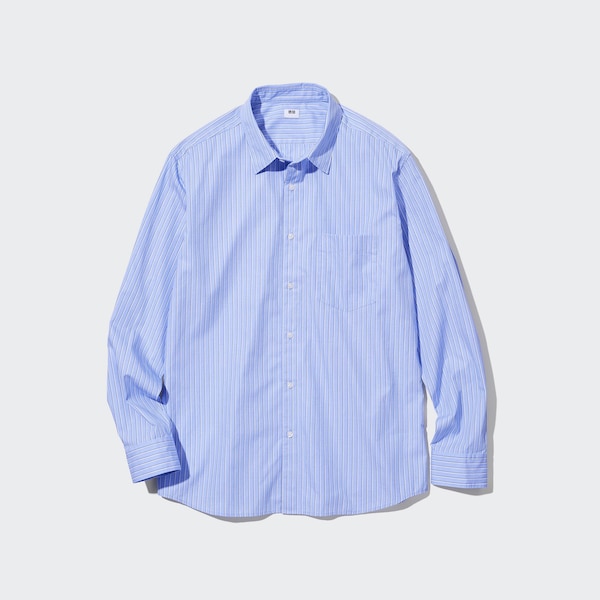 Blue Women Uniqlo Extra Fine Cotton Broadcloth Striped Long-Sleeve Shirts | 1473-PQLHV