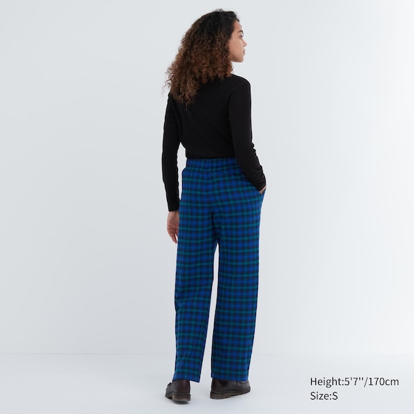 Blue Women Uniqlo Flannel Checked Pants | 8460-NGPBL