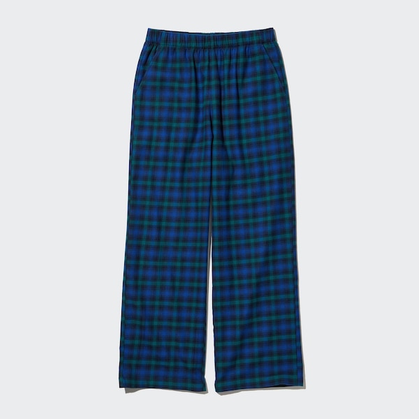 Blue Women Uniqlo Flannel Checked Pants | 8460-NGPBL