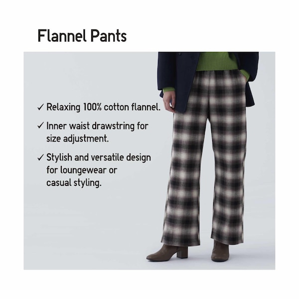 Blue Women Uniqlo Flannel Checked Pants | 8460-NGPBL