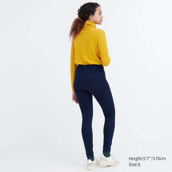 Blue Women Uniqlo HEATTECH Ultra Stretch High-Rise Denim Leggings | 6183-PDMAG