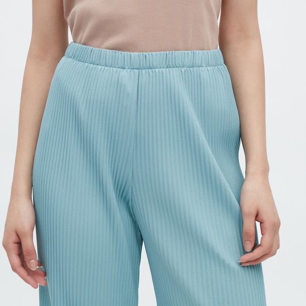 Blue Women Uniqlo Pleated Straight Pants | 6241-EKAOP