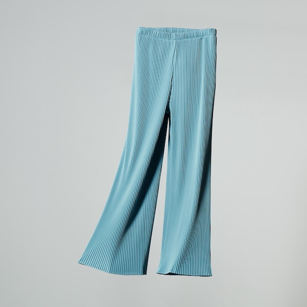 Blue Women Uniqlo Pleated Straight Pants | 6241-EKAOP