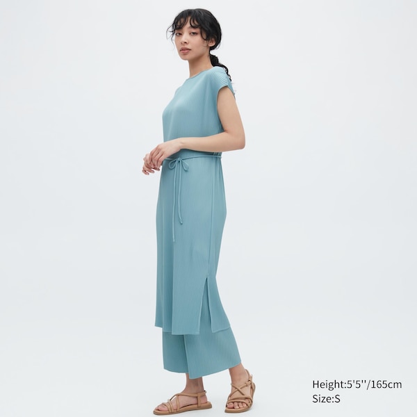 Blue Women Uniqlo Pleated Straight Pants | 6241-EKAOP