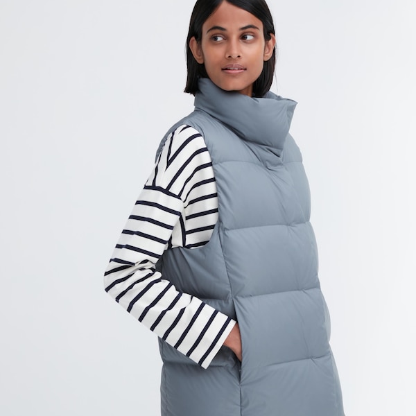 Blue Women Uniqlo Powder Soft Down Vest | 9615-HNVWG