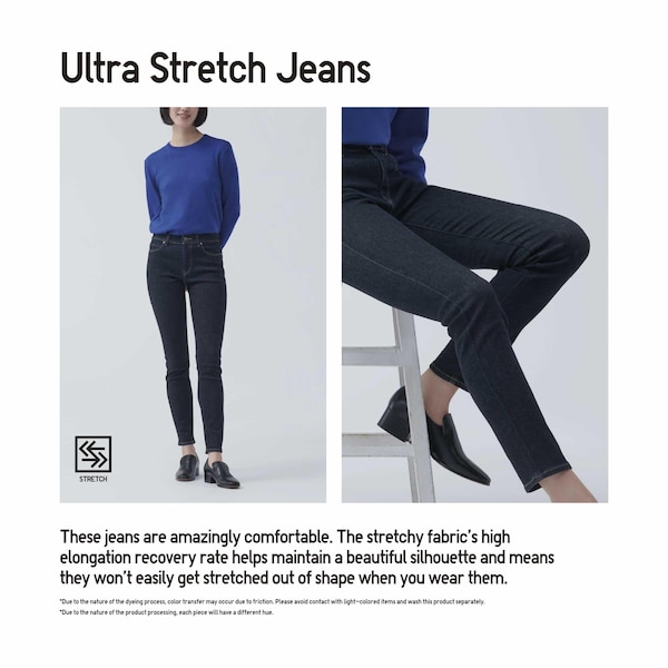 Blue Women Uniqlo Ultra Stretch Distressed Jeans | 3671-HNIME