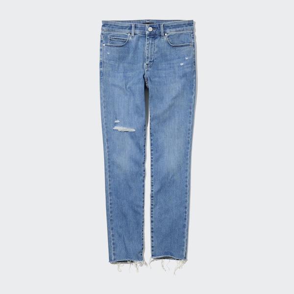 Blue Women Uniqlo Ultra Stretch Distressed Jeans | 3671-HNIME