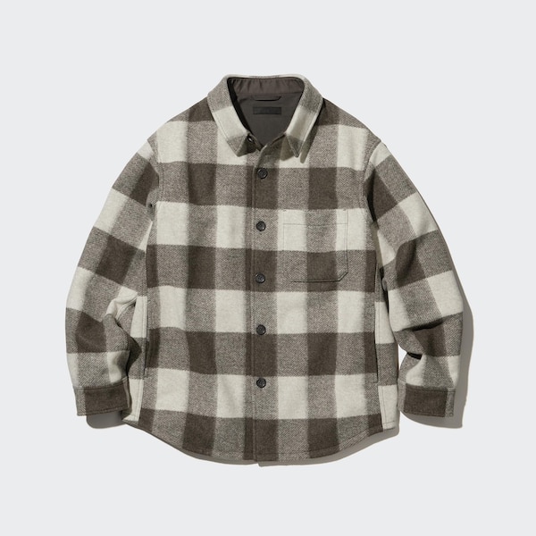 Brown Men Uniqlo Checked Overshirt jackets | VUPGLR-648