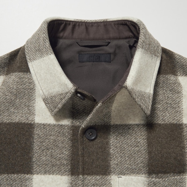 Brown Men Uniqlo Checked Overshirt jackets | VUPGLR-648