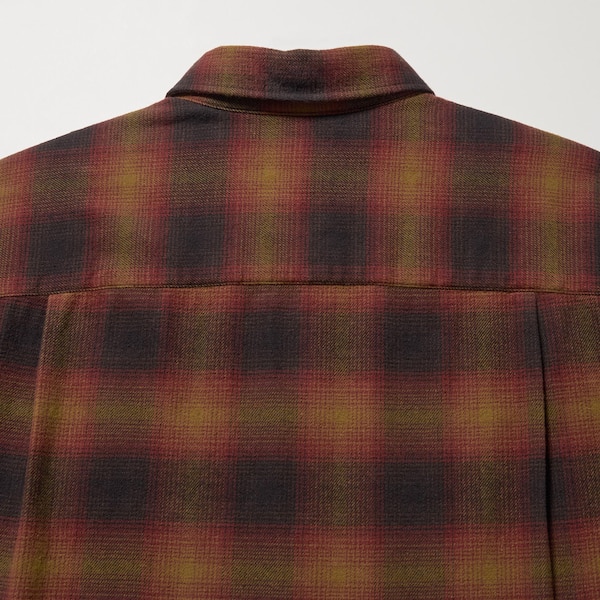 Brown Men Uniqlo Flannel Checked Long-Sleeve Shirts | 3496-BVISY