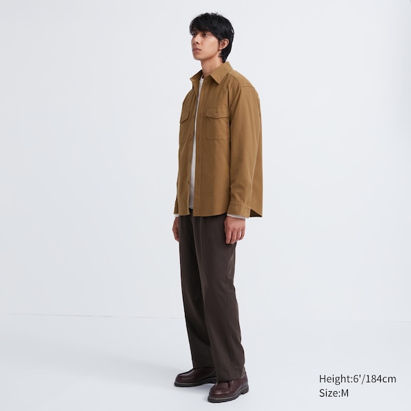 Brown Men Uniqlo Jersey Utility Long-Sleeve Overshirt | 2768-YIFNG