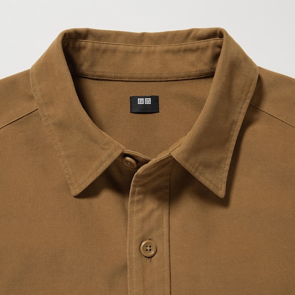 Brown Men Uniqlo Jersey Utility Long-Sleeve Overshirt | 2768-YIFNG