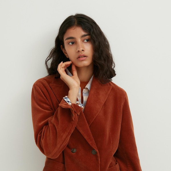 Brown Women Uniqlo Corduroy Double-Breasted jackets | 6215-DGLWU