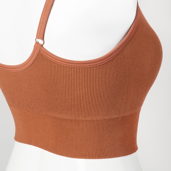 Brown Women Uniqlo Seamless Half Camisole Bras | 9872-XGASZ