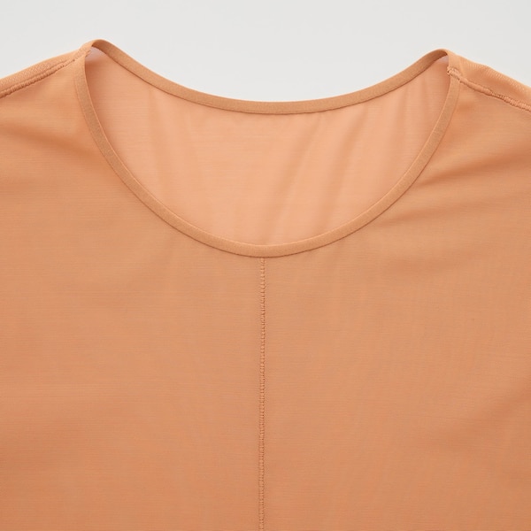 Brown Women Uniqlo Sheer Crew Neck Long-Sleeve T Shirts | 1375-GZDBO