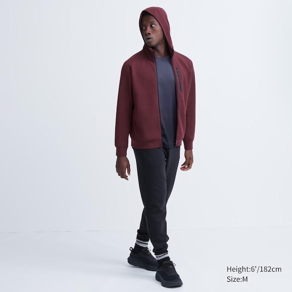 Burgundy Men Uniqlo Dry Stretch Sweat Long-Sleeve Full-Zip Hoodie | 2196-JPERS