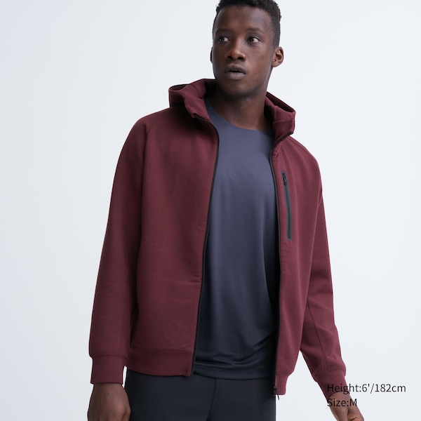 Burgundy Men Uniqlo Dry Stretch Sweat Long-Sleeve Full-Zip Hoodie | 2196-JPERS