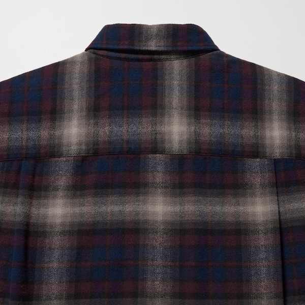 Burgundy Men Uniqlo Flannel Checked Long-Sleeve Shirts | 1235-UYDTX