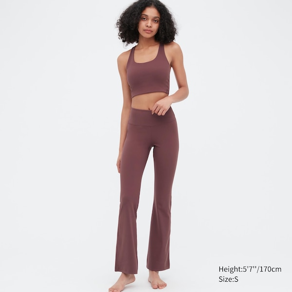 Burgundy Women Uniqlo AIRism Soft Flare Leggings | 3514-NMZOB