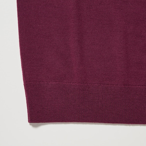 Burgundy Women Uniqlo Extra Fine Merino V-Neck Long-Sleeve Sweaters | 0521-VZYAK