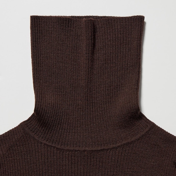 Chocolate Women Uniqlo Extra Fine Merino Ribbed Turtleneck Long-Sleeve Sweaters | 4359-ZCQTJ