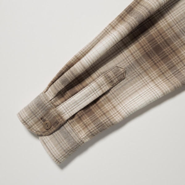 Copper Men Uniqlo Flannel Checked Long-Sleeve Shirts | 5639-WHFYX