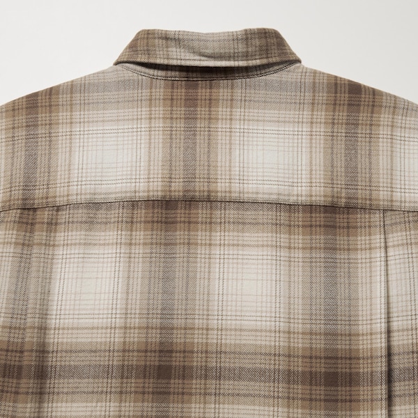 Copper Men Uniqlo Flannel Checked Long-Sleeve Shirts | 5639-WHFYX