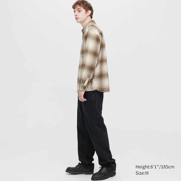 Copper Men Uniqlo Flannel Checked Long-Sleeve Shirts | 5639-WHFYX